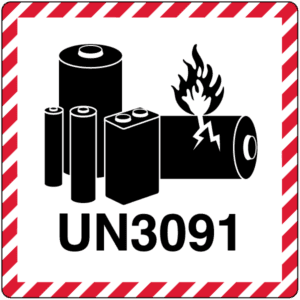 UN 3091 Lithium Battery Mark – 100x100mm, Gloss Paper Label, 500/roll - ICC USA