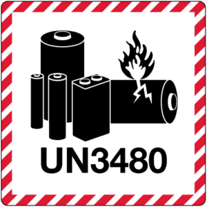 UN 3480 Lithium Battery Mark – 100x100mm, Gloss Paper Label, 500/roll - ICC USA