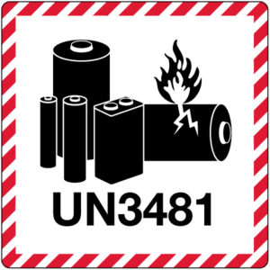 UN 3481 Lithium Battery Mark – 100x100mm, Gloss Paper Label, 500/roll - ICC USA
