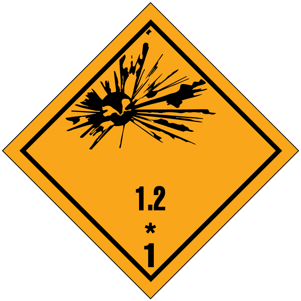 Hazard Class 1.2 - Explosive, Non-Worded, High-Gloss Label, 500/roll - ICC USA