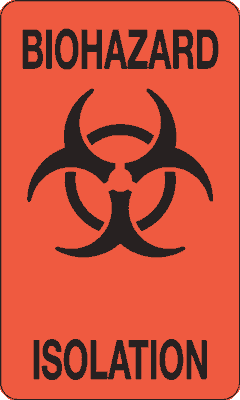 Biohazard Label - Isolation, 3" x 5", Fluorescent Paper, 500/Roll - ICC USA