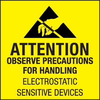 Attention: Electrostatic Sensitive Devices - 2" x 2", Gloss Paper, 500/Roll - ICC USA