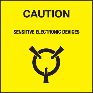 Caution: Sensitive Electronic Devices - 4" x 4", Gloss Paper, 500/Roll - ICC USA