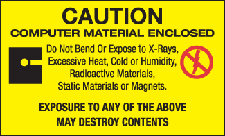 Caution: Computer Material Enclosed, 5" x 3", Gloss Paper, 500/Roll - ICC USA