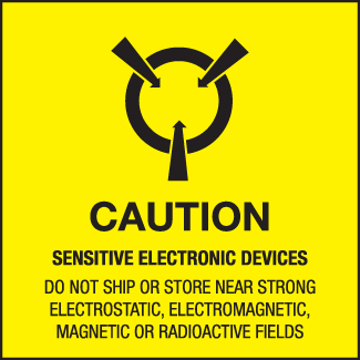 Caution: Sensitive Electronic Devices - 4" x 4", Gloss Paper, 500/Roll - ICC USA