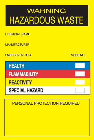 Warning: Hazardous Waste Label - 4" x 6", Thermalabel - ICC USA