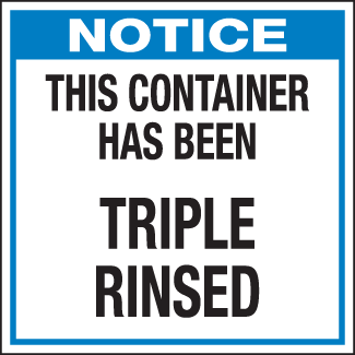 This Container Has Been Tripled Rinsed, 6" x 6", Thermalabel - ICC USA