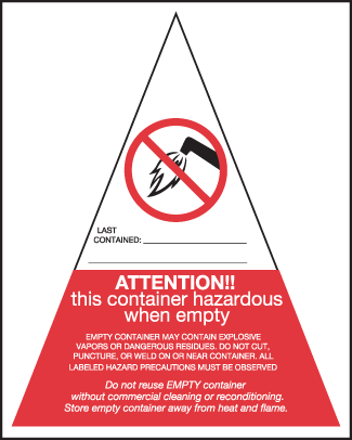 This Container Hazardous When Empty, 4" x 5", Thermalabel, Preprinted - ICC USA