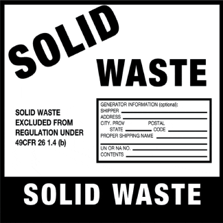 Solid Waste Label - 6" x 6", Thermalabel, Preprinted - ICC USA