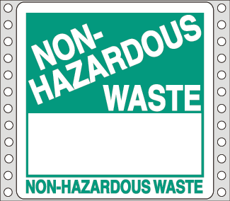 Non-Hazardous Waste Label, Pin-Fed, 6" x 6", Tyvek - ICC USA