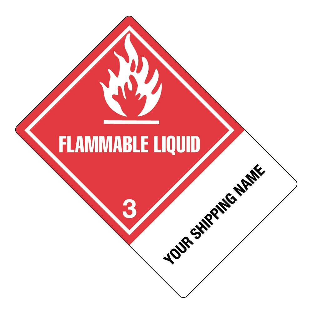 Hazard Class 3 Flammable Liquid, 4" x 6", Gloss Paper, Worded Proper