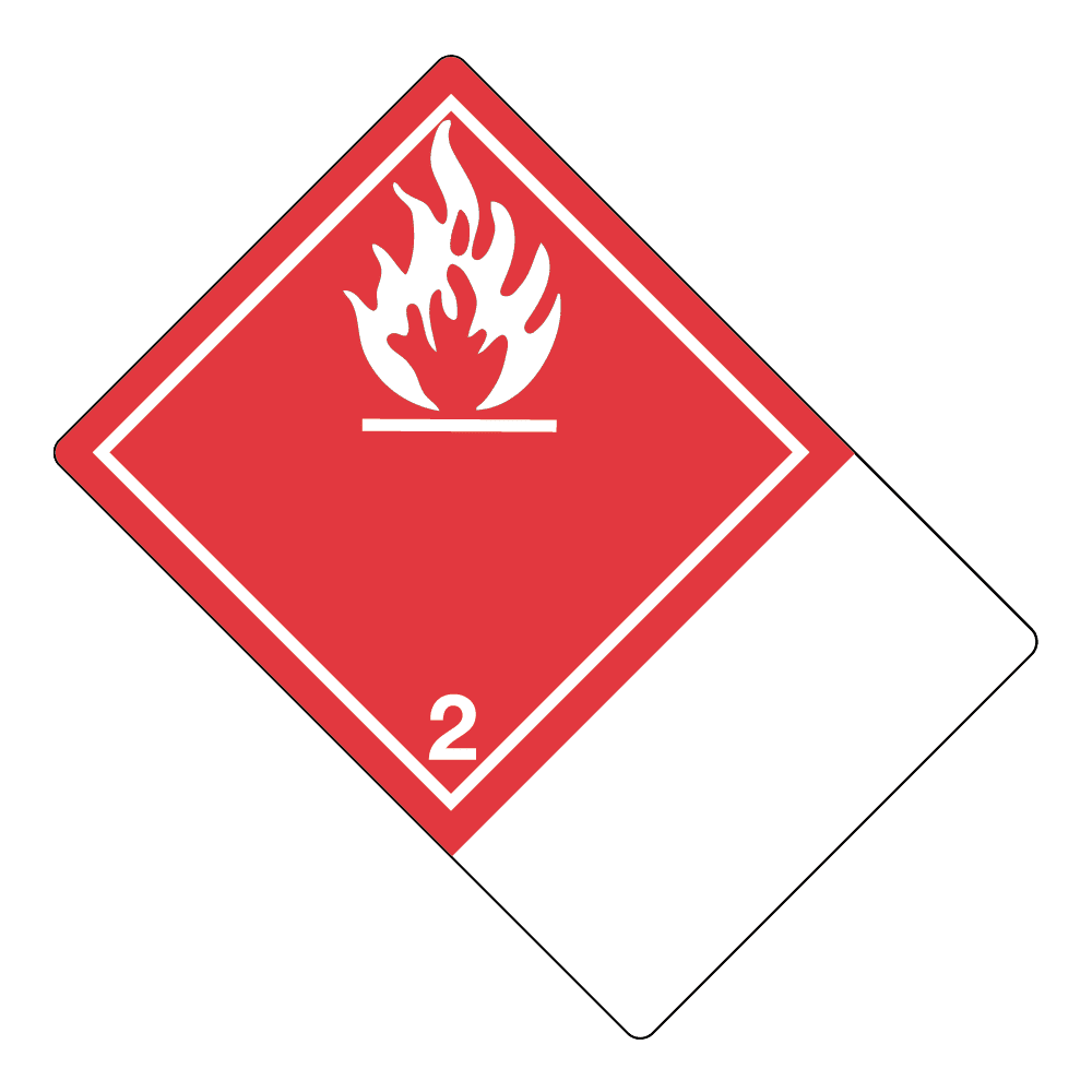 Hazard Class 2.1 - Flammable Gas, Non-Worded, High-Gloss Label, Shipping Name-Large Tab, Blank, 500/roll - ICC USA