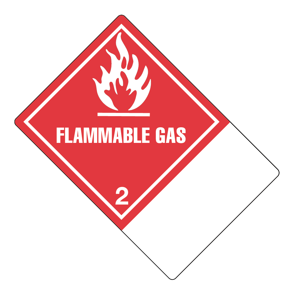 Hazard Class 2.1 - Flammable Gas, Worded, High-Gloss Label, Shipping Name-Large Tab, Blank, 500/roll - ICC USA