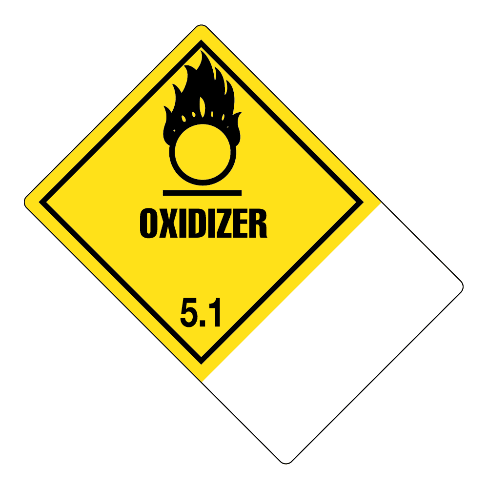 Hazard Class 5.1 - Oxidizer, Worded, Vinyl Label, Shipping Name-Large Tab, Blank, 500/roll - ICC USA