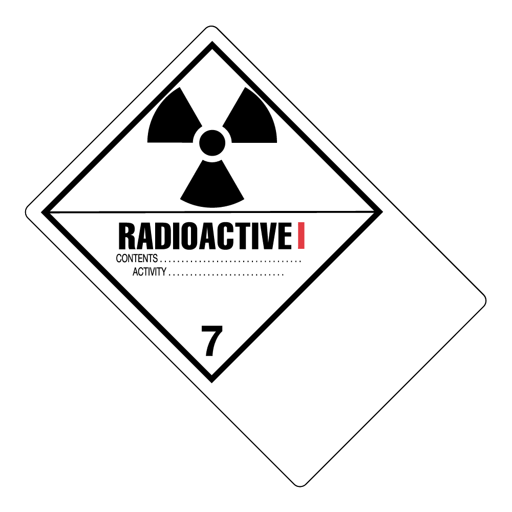 Hazard Class 7 - Radioactive Category I - Explosive, Worded, High-Gloss Label, Shipping Name-Large Tab, Blank, 500/roll - ICC USA