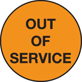 Out of Service - 2" Round, Fluorescent Paper, 500/Roll - ICC USA