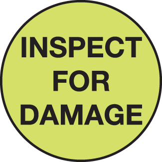 Inspect for Damage - 2" Round, Fluorescent Paper, 500/Roll - ICC USA