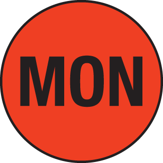 MON Fluorescent Label, 1.125" Round, 500/Roll - ICC USA