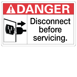 Disconnect Before Servicing - 3" x 5", Package of 5, English - ICC USA