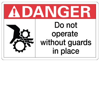 Do Not Operate Without Guards In Place - 3" x 5", Package of 5, English - ICC USA