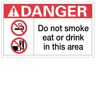 Do Not Smoke, Eat, or Drink in This Area, 3" x 5", Package of 5, English - ICC USA