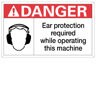 Ear Protection Required While Operating This Machine - 3" x 5", Package of 5, English - ICC USA