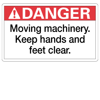 Moving Machinery Keep Hands and Feet Clear - 3" x 5", Package of 5, English - ICC USA