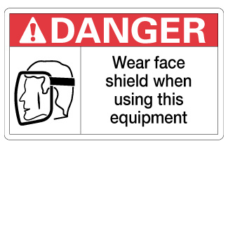 Wear Face Shield When Using This Equipment - 3" x 5", Package of 5, English - ICC USA