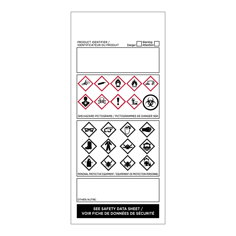 INCOM GHS/WHMIS Workplace Labels - 3" X 6" Self-Laminating Adhesive Labels, 25-Pack (Red/White/Black)
