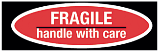 Fragile Handle With Care Label, 3" x 1", Gloss Paper, 1000/Roll - ICC USA