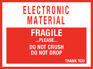 Fragile Material Do Not Crush Do Not Drop Label 3'' x 3