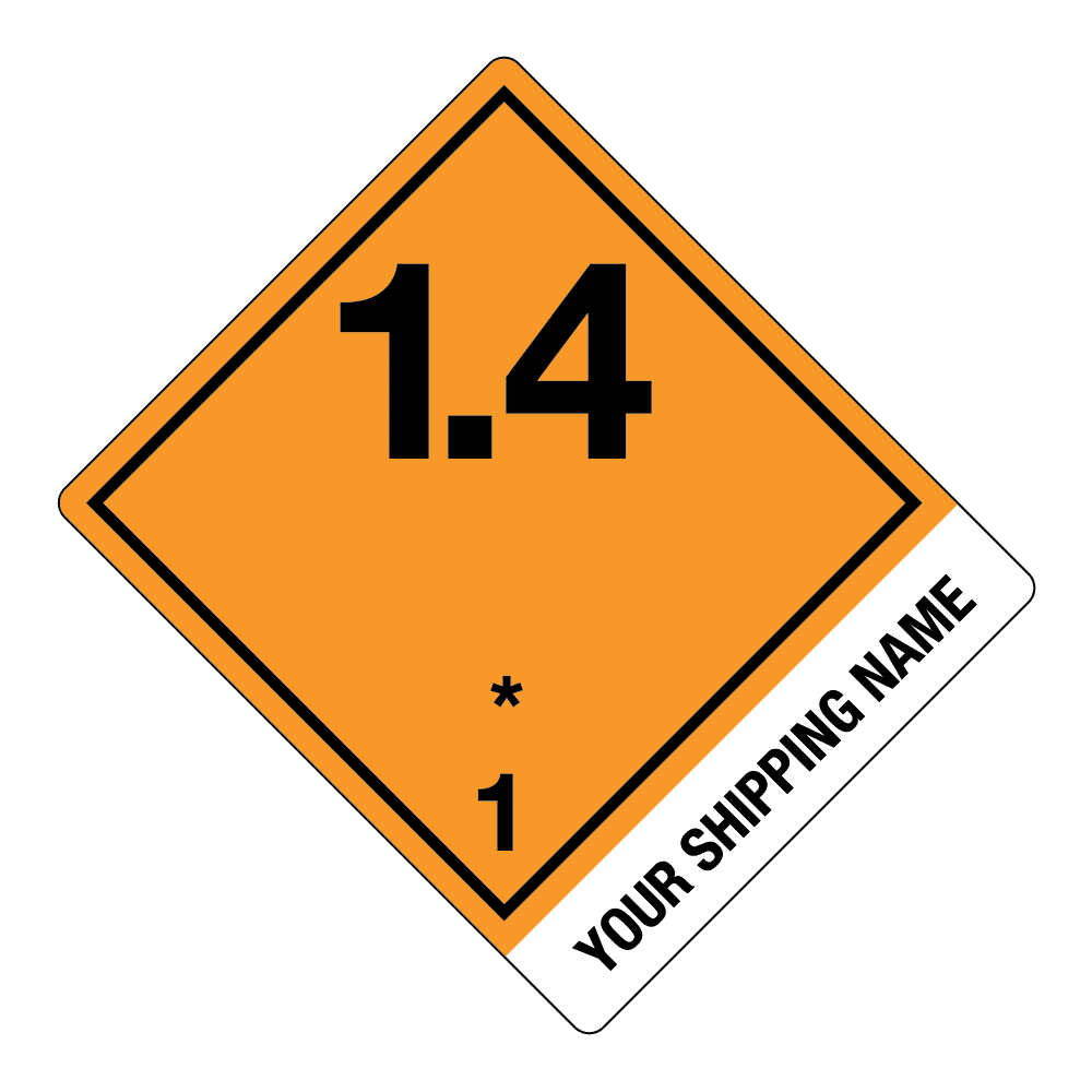 Hazard Class 1.4 - Explosive, Non-Worded, High-Gloss Label, Shipping Name-Standard Tab, Custom, 500/roll - ICC USA