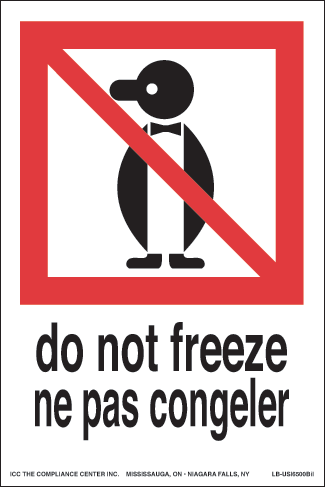 Do Not Freeze, 2.75" x 4", Gloss Paper, Bilingual (English/French), 500/Roll - ICC USA