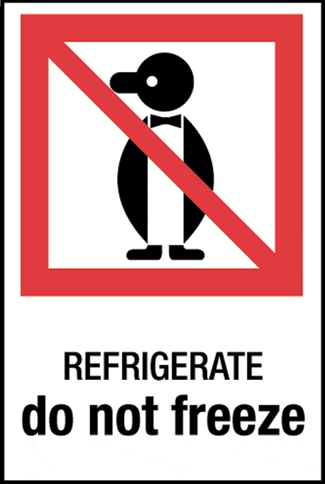 Refrigerate Do Not Freeze, 2.75" x 4", Gloss Paper, 500/Roll - ICC USA