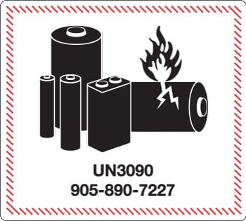 Lithium Battery Pictogram, Custom, 4.5" x 5", Gloss Paper, 500/Roll - ICC USA