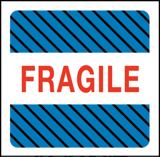 Fragile, 4" x 4", Gloss Paper, 500/Roll - ICC USA