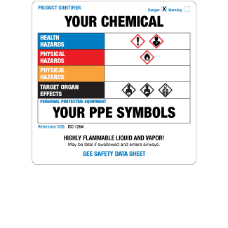 Custom Preprinted - 4" x 4" GHS Workplace Orange System Label, 500/Roll - ICC USA