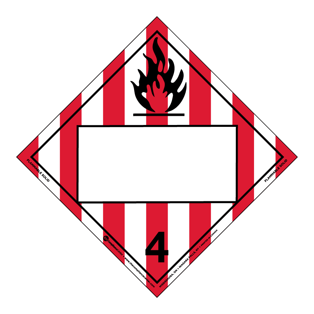 Hazard Class 4.1 - Flammable Solid Placard, Removable Self-Stick Vinyl, Blank - ICC USA