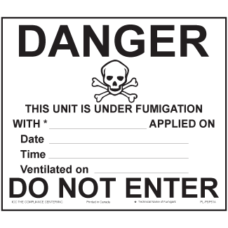 Danger: This Unit is Under Fumigation, Black Text, Self-Stick Vinyl, 30″ x 26″ - ICC USA