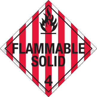 Hazard Class 4.1 - Flammable Solid, Rigid Vinyl, Worded Placard - ICC USA