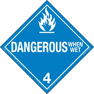 Hazard Class 4.3 - Dangerous When Wet Material, Rigid Vinyl, Worded Placard - ICC USA