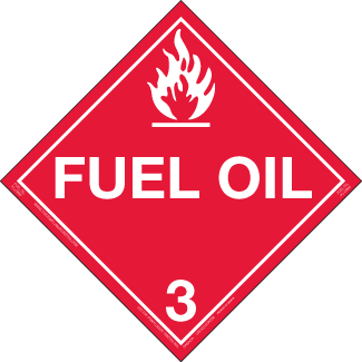 Hazard Class 3 - Fuel Oil, Permanent Self-Stick Vinyl, Worded Placard - ICC USA