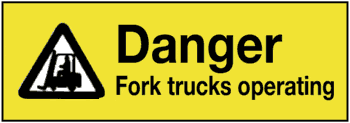 Danger Fork Trucks Operating, 7" x 23", Self-Stick Vinyl - ICC USA