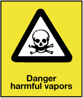 Danger Harmful Vapors, 8.5" x 11", Rigid Vinyl - ICC USA