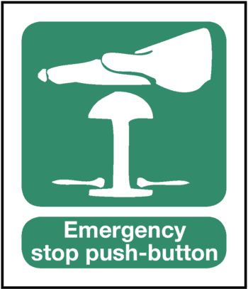 Emergency Stop Push-Button, 8.5" x 11", Self-Stick Vinyl - ICC USA