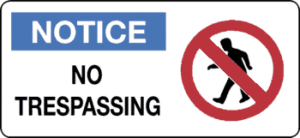 Notice No Trespassing, 7" x 17", Self-Stick Vinyl - ICC USA