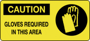 Caution - Gloves Required in This Area, 7" x 17", Self-Stick Vinyl - ICC USA