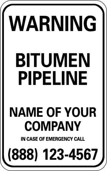 Warning Bitumen Pipeline, Preprinted - ICC USA