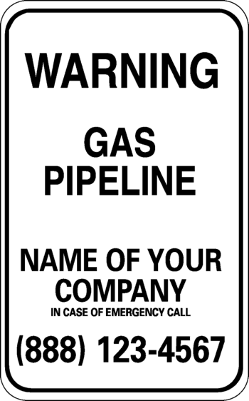 Warning Gas Pipeline, Preprinted - ICC USA