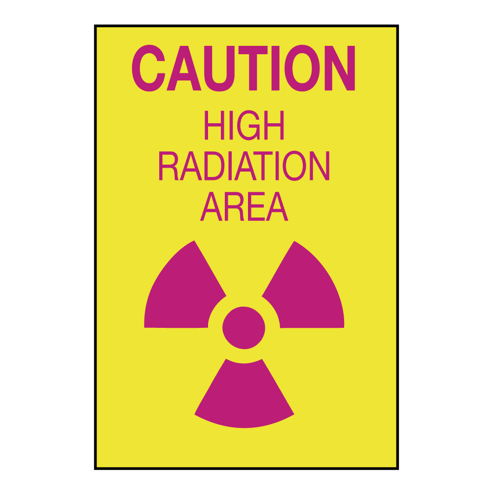 Caution High Radiation Area, 10" x 14", Rigid Vinyl, English - ICC USA